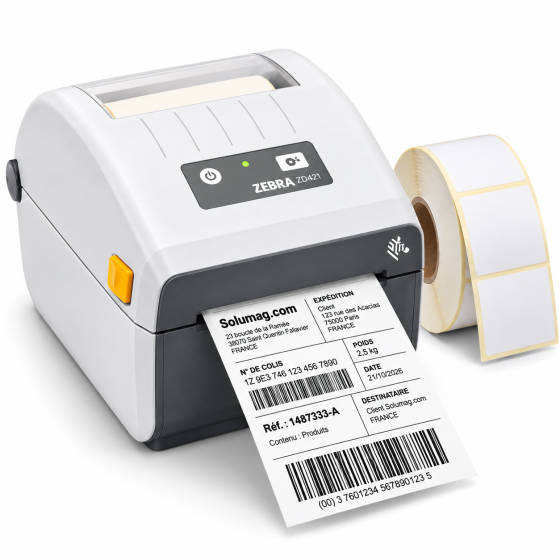 ZD230, 203dpi, thermique direct, EPLII, ZPLII, USB, Ethernet, blanc