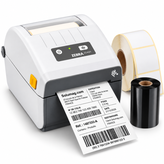 ZD230, 203dpi, transfert thermique, EPLII, ZPLII, USB, Ethernet, blanc