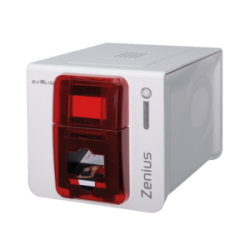 Evolis Zenius Expert, 1 face, 12 pts/mm (300 dpi), USB, Ethernet, encodeur magnétique, LCM, rouge