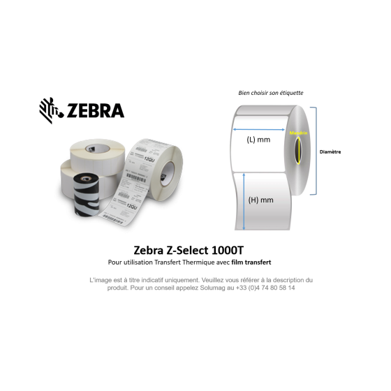1 x rouleau d'étiquettes, papier normal, 51x25 mm, Zebra Z-Perform 1000T (à l'unité)